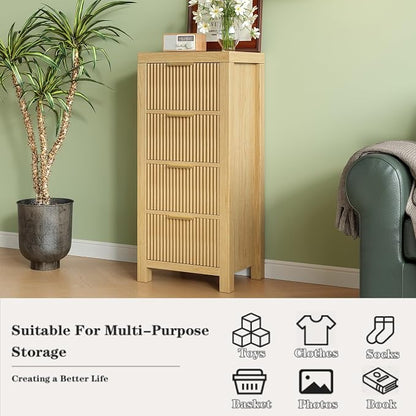 Mid-Century Modern Tall Wooden Dresser - Image 4