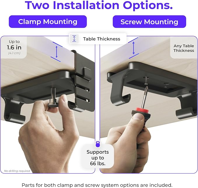 Ascrono Original No Drill Under Desk Cable Management Tray 40.6" - Image 2