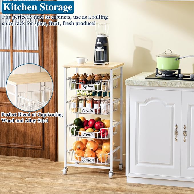 5-Tier Small Kitchen Storage Cart on Wheels - Image 4