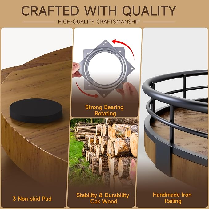 Farmhouse Oak 18" Lazy Susan Turntable Organizer - Image 4