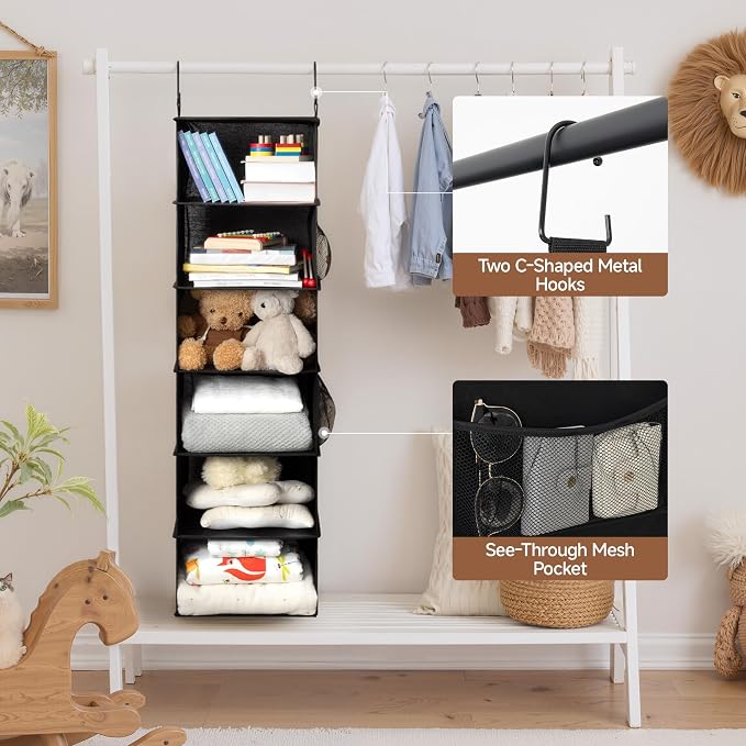 StorageWorks 6-Shelf Hanging Closet Organizers, Foldable Closet Storage - Image 4