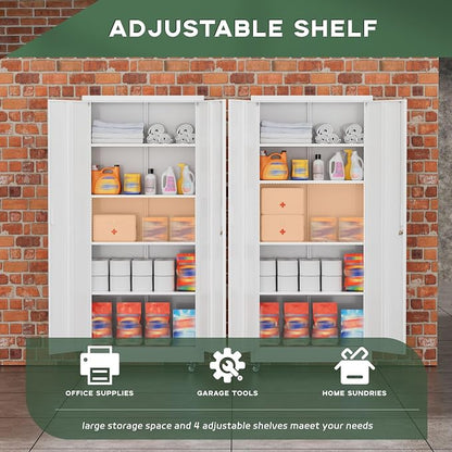 Greenvelly White Metal Storage Cabinet - Image 5