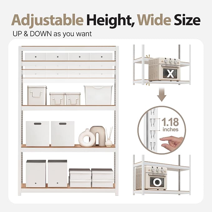 HOMEDANT House Lift-Beam White Boltless Heavy Duty Garage Storage Shelving - Image 7
