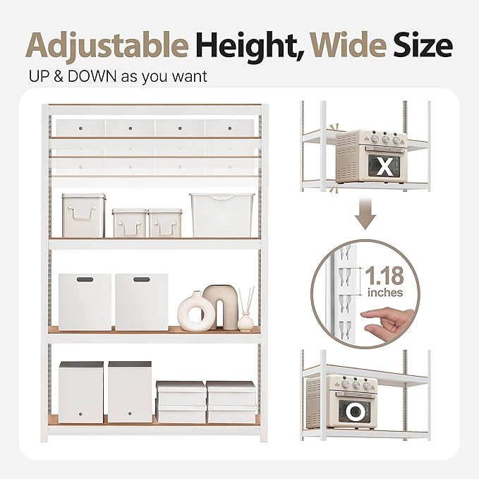 HOMEDANT House Lift-Beam White Boltless Heavy Duty Garage Storage Shelving - Image 7