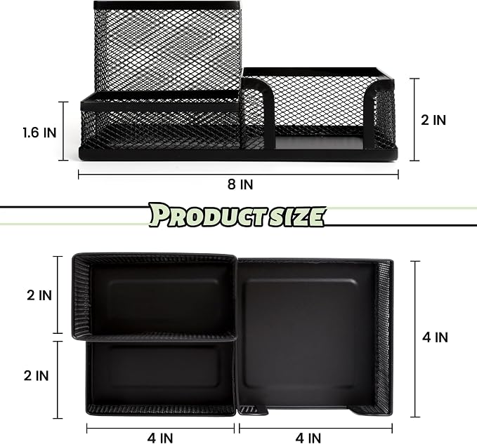 Ludato 4 Pieces 3 Compartments Mesh Pen Holder Desk Organizers Caddy and - Image 2