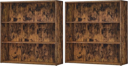 VASAGLE Set of 2 Bookshelves, 31.5 Inches Wide, 3-Tier Open Bookcases by VASAGLEbySONGMICSHOME