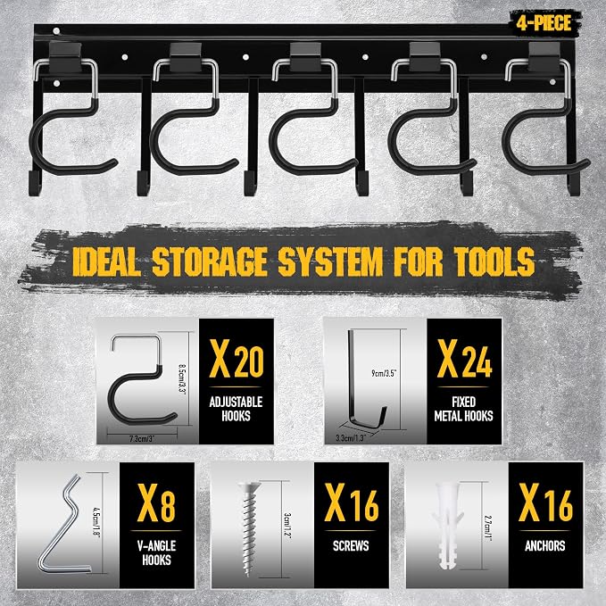 ELEAD 68'' All Metal Adjustable Garden Tool Organizer: Garage Tool Organizer - Image 4