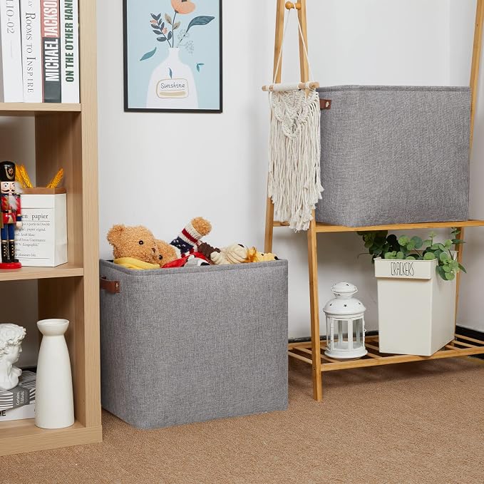 HNZIGE Tall Storage Baskets for Shelves, Rectangular Fabric Organizer - Image 4