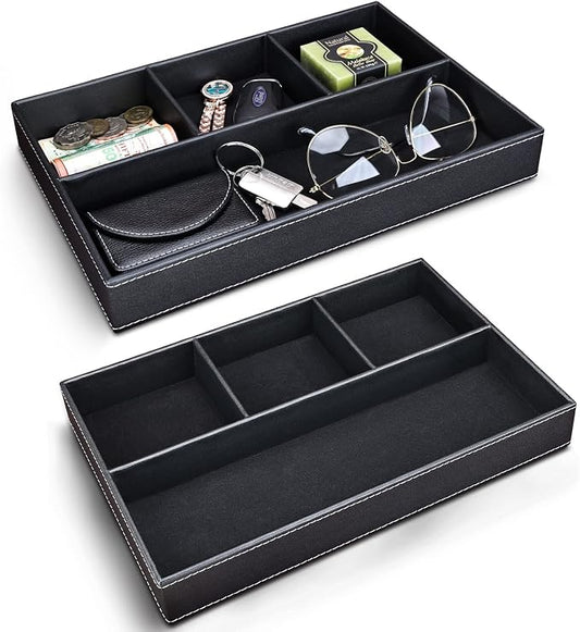 GORESE 2 Pieces Faux Leather Valet Tray by GORESE