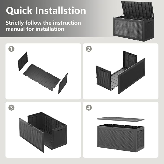 100 Gallon Deck Box Lockable Resin Outdoor Storage Box waterproof Outdoor - Image 7