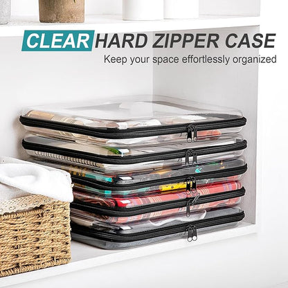 Sanwuta 6 Pcs Clear Hard Zipper Case Hard Plastic Zipper Pouches Transparent - Image 5