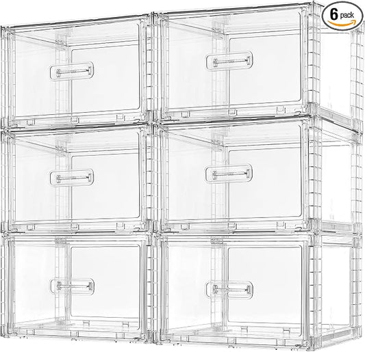 Vtopmart 6 Pack 18QT Clear Stackable Storage Drawers, Easily Assemble Closet by Vtopmart