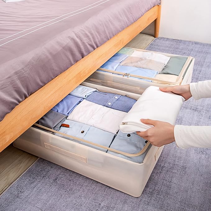 Under Bed Storage Bins Frame Storage Box Oxford Fabric Sturdy Underbed - Image 2