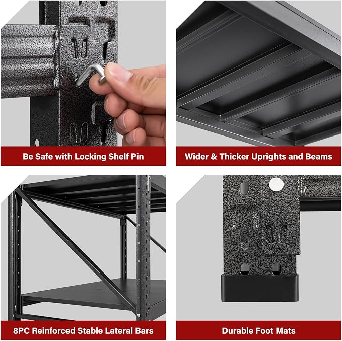 5000LBS Heavy Duty Garage Shelving Units, Metal Garage Shelves, Large Storage - Image 7