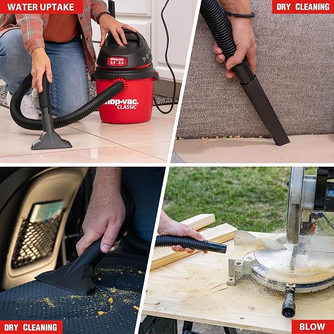Shop-Vac 2.5 Gallon 2.0 Peak HP Wet/Dry Vacuum, Portable Compact Shop Vacuum - Image 6