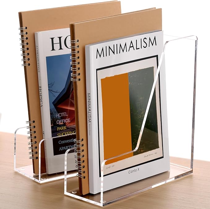 SANRUI 2-Pack Acrylic Magazine File Holder Desk Organizer Magazine Rack by SANRUI