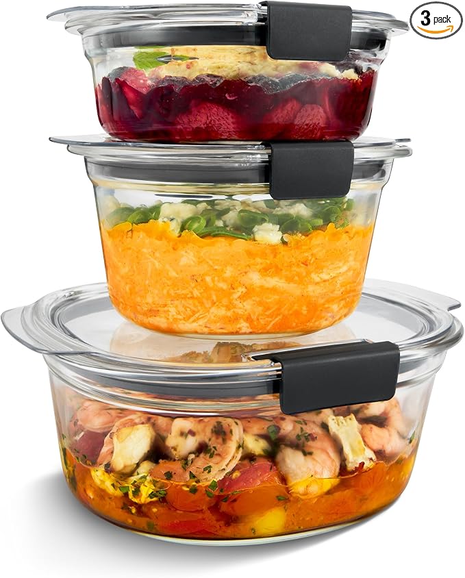 Rubbermaid Brilliance® Glass Round Leak-Proof 6-Piece Set Food Storage by Rubbermaid