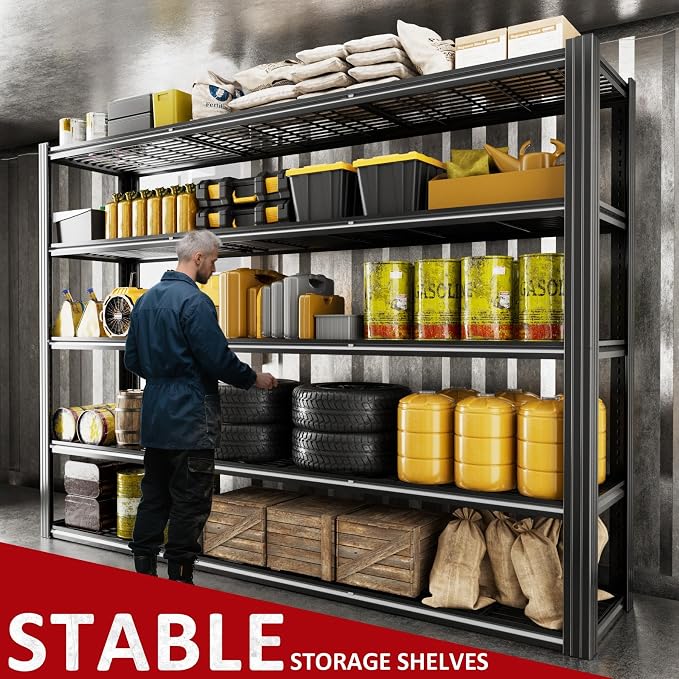 60" W x 72" H x 24" D Garage Shelving Heavy Duty, 5 Tier Adjustable Metal - Image 3