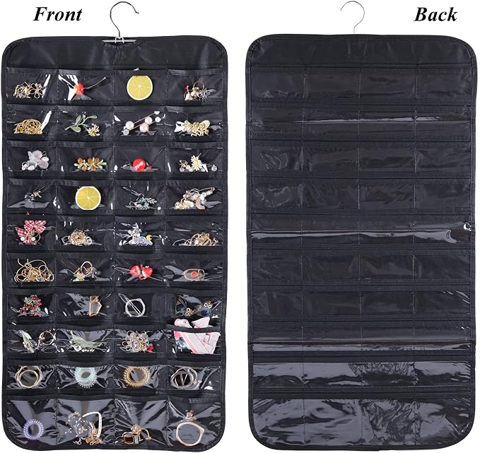 Cemueo Hanging Jewelry Organizer, Double Sided 80 Pocket Jewelry Chain Storage - Image 8