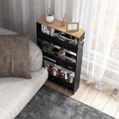 MAT EXPERT Slim Rolling Storage Cart, 4-Tier Freestanding Slim Storage Cart - Image 3