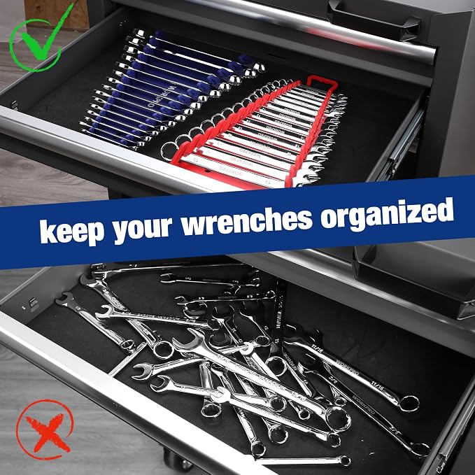 WORKPRO Magnetic Wrench Organizer, 15-Slot Gripper Reverse Wrench Holder - Image 6