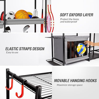 Garage Sports Equipment Organizer, Heavy Duty Ball Storage Rack - Image 4