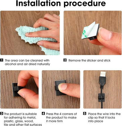 EBOOT 200 Pieces Adhesive Cable Clips Wire Clips Cable Wire Management Wire - Image 3
