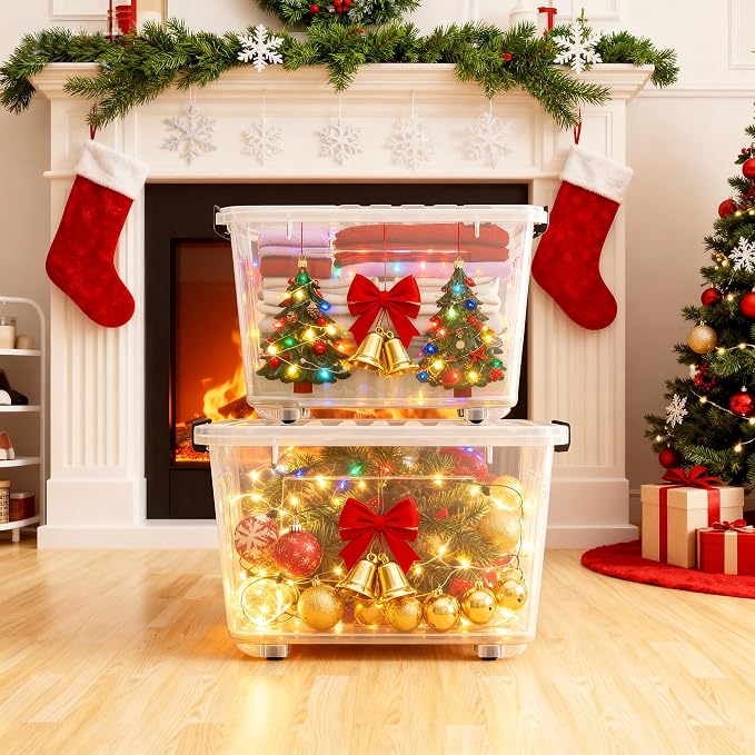 Nazhura 97Quart Plastic Storage Bin, Stackable and Nestable Storage Boxes - Image 2