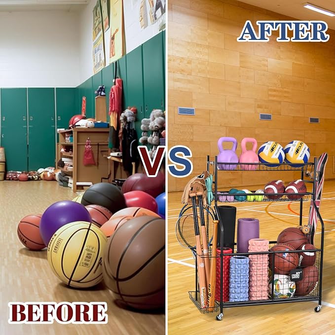 Mythinglogic Sports Equipment Garage Organizer, Garage Ball Storage - Image 6