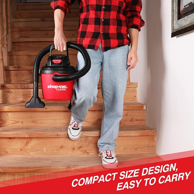 Shop-Vac 2.5 Gallon 2.5 Peak HP Wet/Dry Vacuum, Portable Compact Shop Vacuum - Image 3