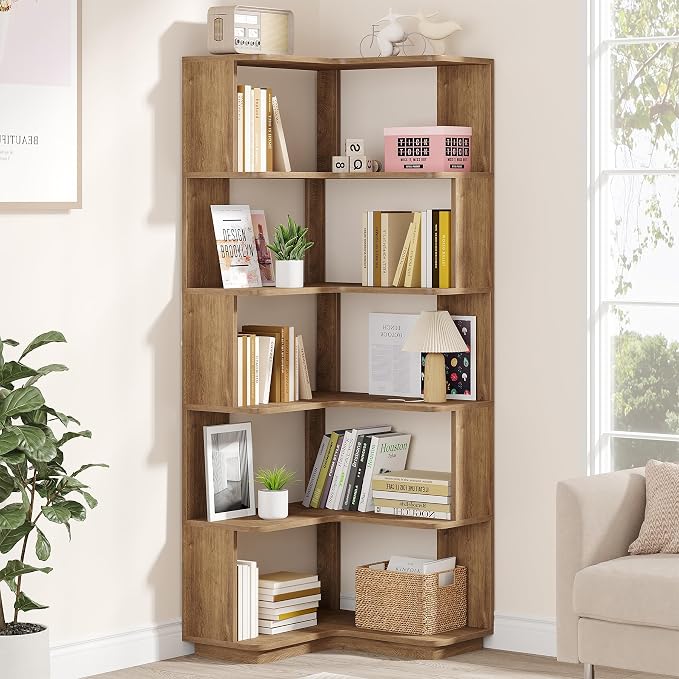 Tribesigns 6 Tier Corner Bookshelf, 64.9 Inches Tall L Shaped Bookcase - Image 4