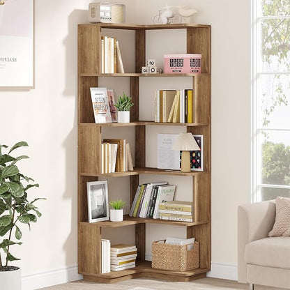 Tribesigns 6 Tier Corner Bookshelf, 64.9 Inches Tall L Shaped Bookcase - Image 4