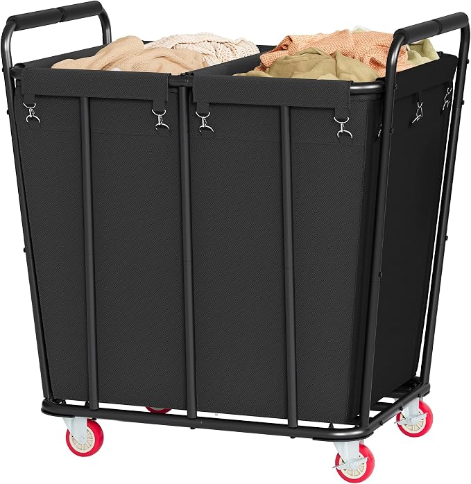 Hoctieon 2 Section Laundry Sorter Cart, 400L Rolling Hamper by Hoctieon