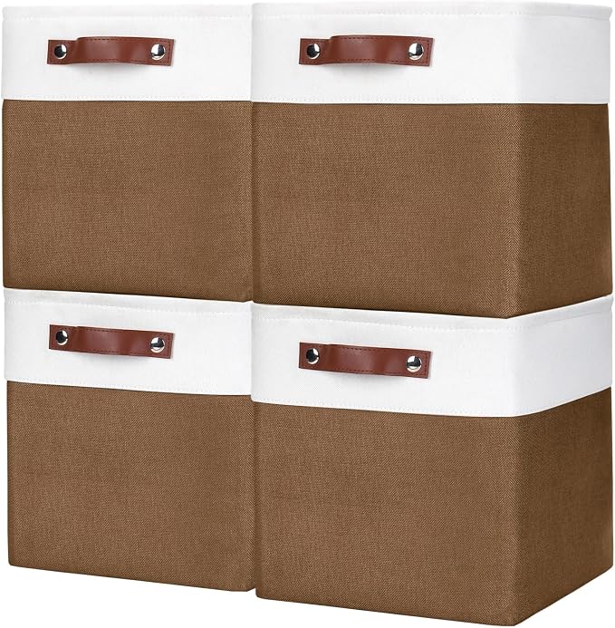 Collapsible Fabric Storage Cubes 11x11 Cube Storage Bins, 4 Pack Closet Baskets by Bagnizer
