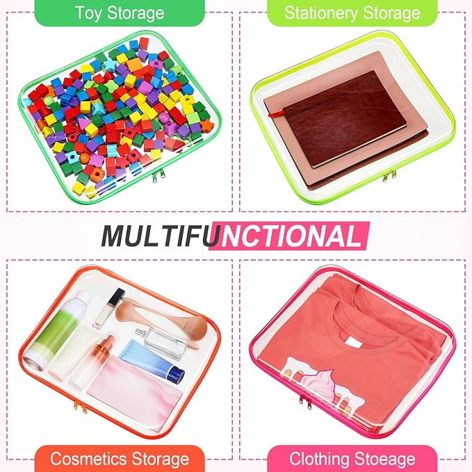 Hoolerry 4 Pcs Hard Clear Zipper Case Makeup Bags Plastic Pencil Pouch - Image 7