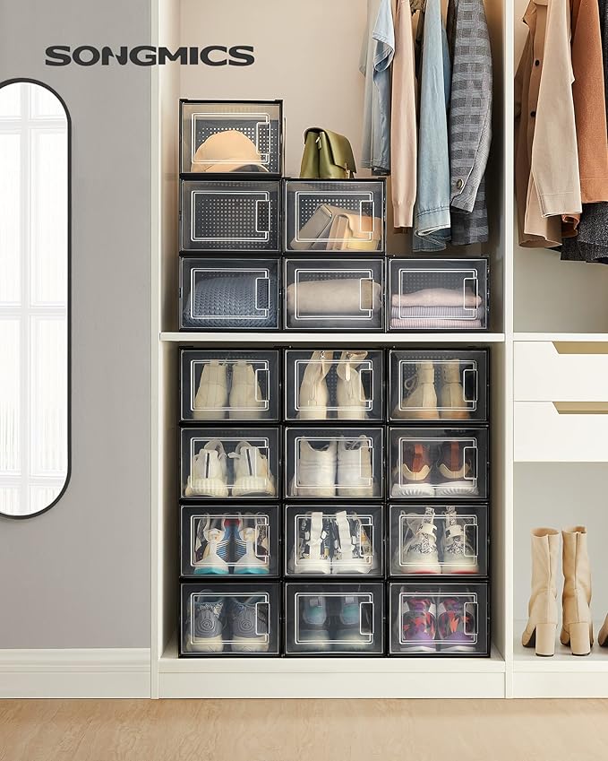 SONGMICS Shoe Boxes, Stackable Clear Plastic Boxes - Image 2