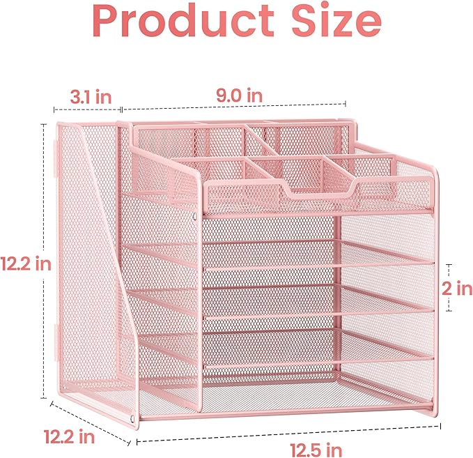 Lavatino Desk Organizer, 5-Tier Metal Mesh Paper Letter Tray - Image 7