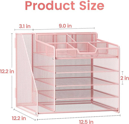 Lavatino Desk Organizer, 5-Tier Metal Mesh Paper Letter Tray - Image 7
