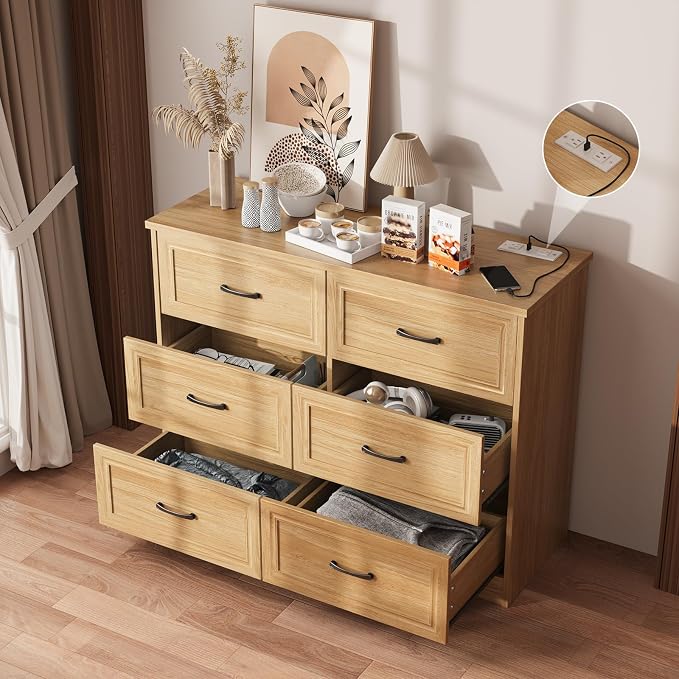 Fameill Dresser for Bedroom, 6 Drawer Wide Dresser Organizer by Fameill