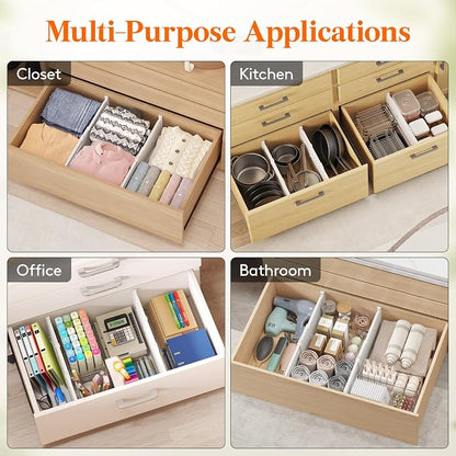 Lifewit 8" High 4 Pack Deep Drawer Dividers, 13.8-22.5" Adjustable Dresser - Image 7