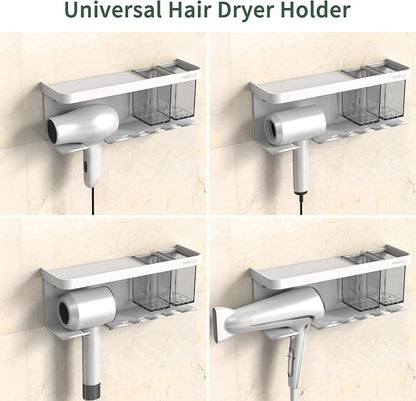 Hair Dryer Holder Wall Mounted Adhesive/Drilling, Hair Dryer Storage Organizer - Image 2