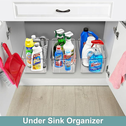 Sorbus 8 Pack Large Clear Plastic Storage Bins, Refrigerator, Under Sink - Image 2