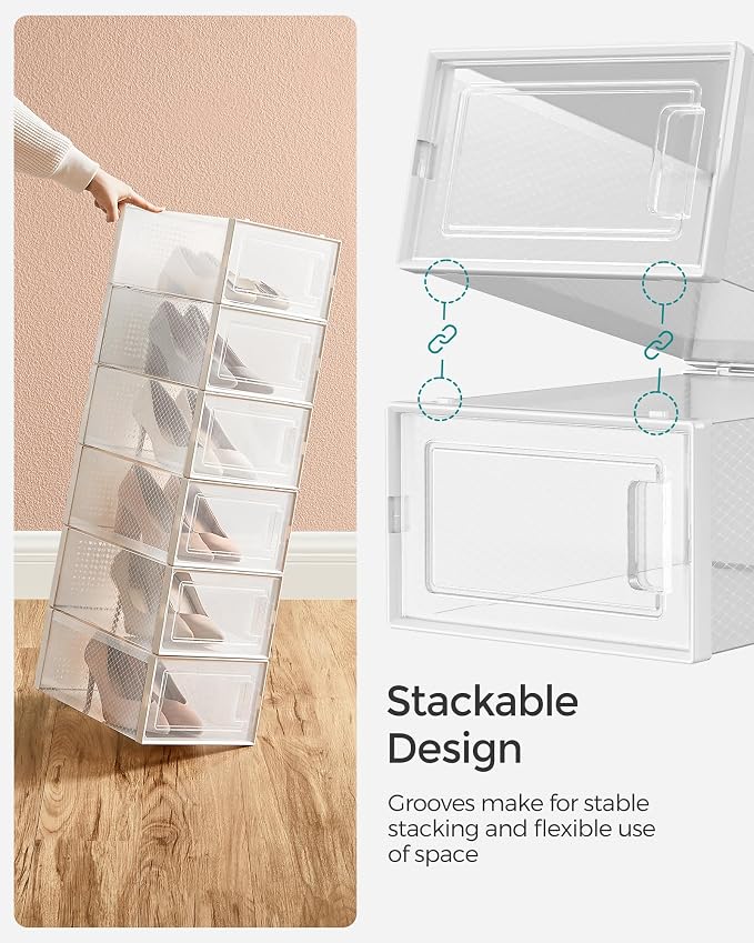 SONGMICS Shoe Boxes, Stackable Clear Plastic Boxes - Image 3