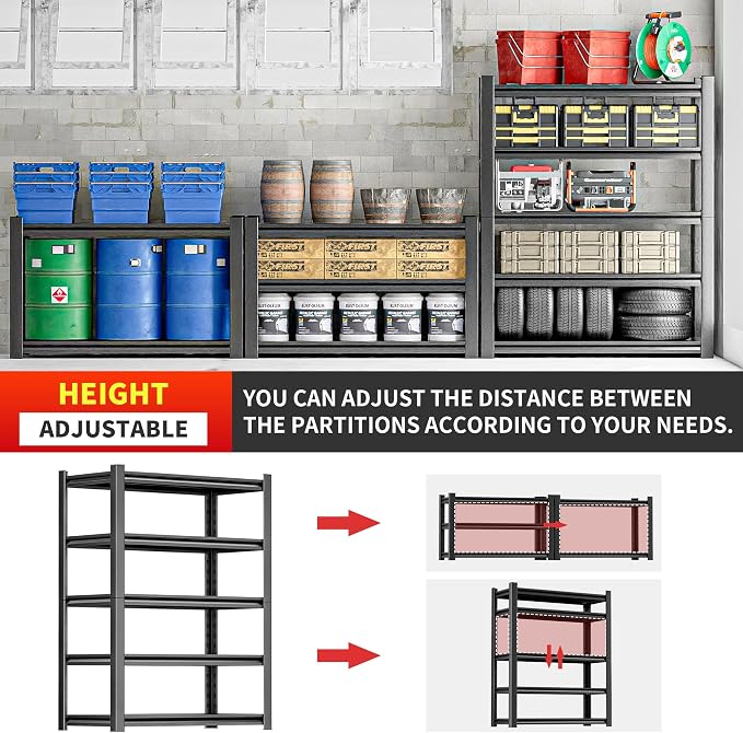 Heavy Duty Metal Storage Shelf, 5 Tier Industrial Shelving Unit - Image 8