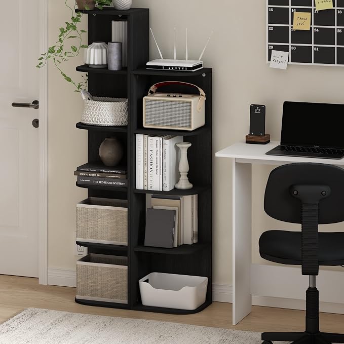 Furinno PASIR Book Shelf, 5-Tier Corner Bookshelf, Open Shelves Bookcase 9.3 x - Image 2