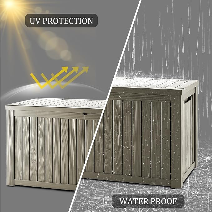 TARKARI 150 Gallon Lockable Resin Deck Box, Waterproof & UV-Resistant Outdoor - Image 6