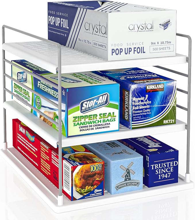 Pantry Organizers and Storage, Foil and Plastic Wrap Organizer- Divided by WANCHIY