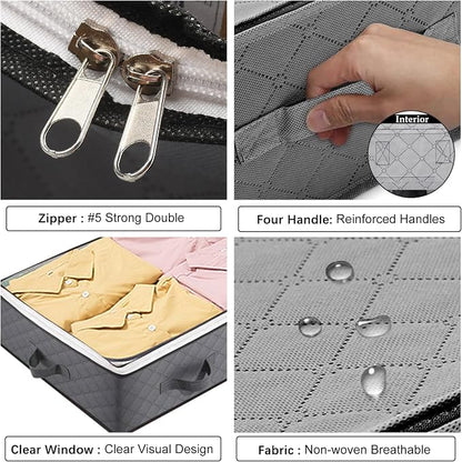4 Pack Under Bed Storage, 90L Collapsible Closet Containers Organizers and - Image 3