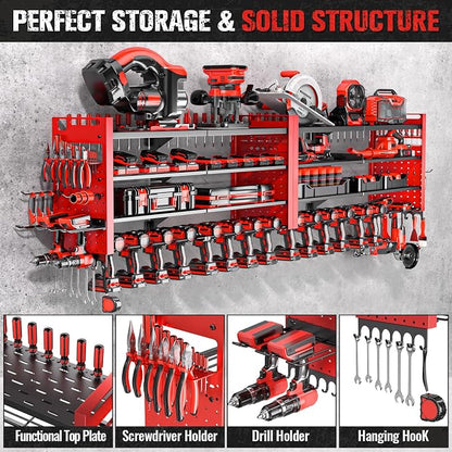 66" W Super Large Power Tool Organizer Wall Mount, Heavy Duty Cordless Tool - Image 3