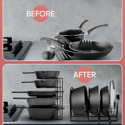 Heavy-Duty Pots and Pans Organizer | 5-Tier Cookware & Lid Storage Rack | - Image 5